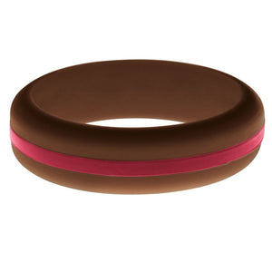 Womens Brown Silicone Ring with Cardinal Red Changeable Color Band