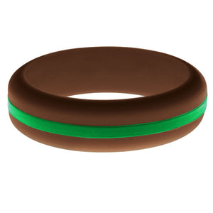 Womens Brown Silicone Ring with Green Changeable Color Band