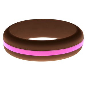 Womens Brown Silicone Ring with Hot Pink Changeable Color Band
