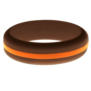 Womens Brown Silicone Ring with Orange Changeable Color Band