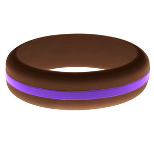 Womens Brown Silicone Ring with Purple Changeable Color Band