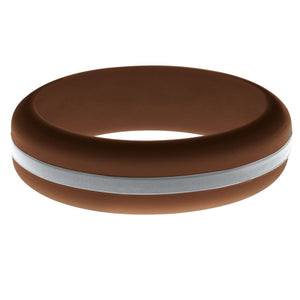 Womens Brown Silicone Ring with Silver Changeable Color Band