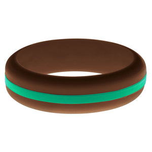 Womens Brown Silicone Ring with Teal Changeable Color Band