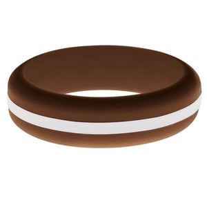 Womens Brown Silicone Ring with White Changeable Color Band