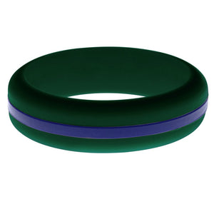 Womens Dark Green Silicone Ring with Blue Changeable Color Band