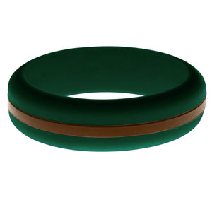 Womens Dark Green Silicone Ring with Brown Changeable Color Band