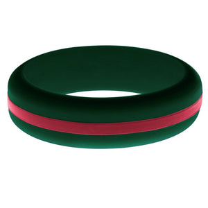 Womens Dark Green Silicone Ring with Cardinal Red Changeable Color Band