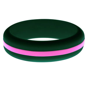Womens Dark Green Silicone Ring with Hot Pink Changeable Color Band