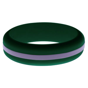 Womens Dark Green Silicone Ring with Medium Purple Changeable Color Band