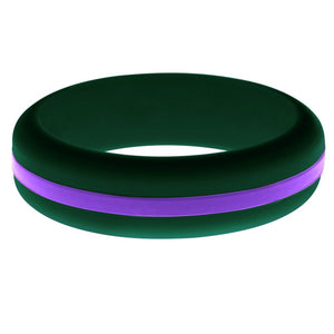 Womens Dark Green Silicone Ring with Purple Changeable Color Band