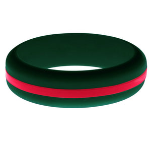 Womens Dark Green Silicone Ring with Red Changeable Color Band