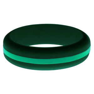 Womens Dark Green Silicone Ring with Teal Changeable Color Band