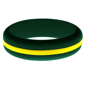 Womens Dark Green Silicone Ring with Yellow Changeable Color Band
