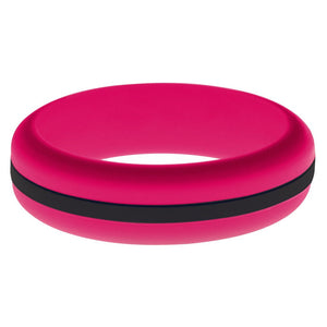 Womens Dark Pink Silicone Ring with Black Changeable Color Band
