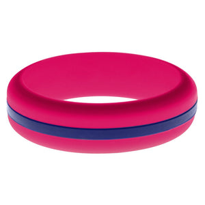 Womens Dark Pink Silicone Ring with Blue Changeable Color Band