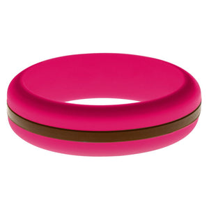 Womens Dark Pink Silicone Ring with Brown Changeable Color Band