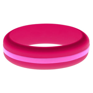 Womens Dark Pink Silicone Ring with Hot Pink Changeable Color Band