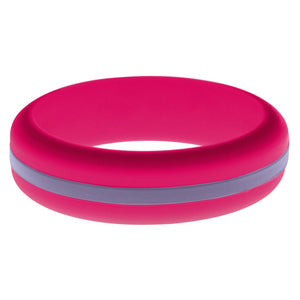 Womens Dark Pink Silicone Ring with Medium Purple Changeable Color Band
