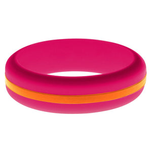 Womens Dark Pink Silicone Ring with Orange Changeable Color Band
