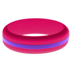 Womens Dark Pink Silicone Ring with Purple Changeable Color Band