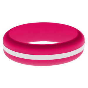 Womens Dark Pink Silicone Ring with White Changeable Color Band