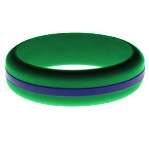Womens Green Silicone Ring with Blue Changeable Color Band