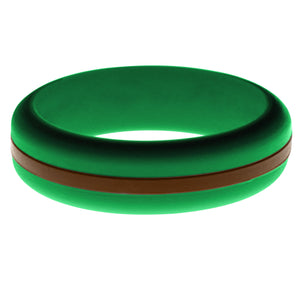 Womens Green Silicone Ring with Brown Changeable Color Band