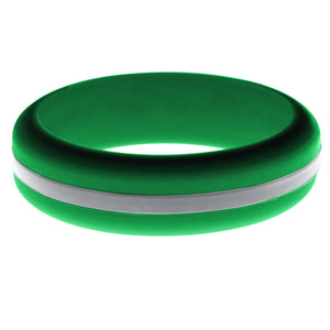 Womens Green Silicone Ring with Silver Changeable Color Band