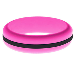 Womens Hot Pink Silicone Ring with Black Changeable Color Band