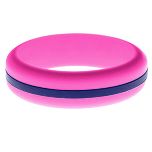 Womens Hot Pink Silicone Ring with Blue Changeable Color Band