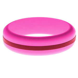 Womens Hot Pink Silicone Ring with Cardinal Red Changeable Color Band