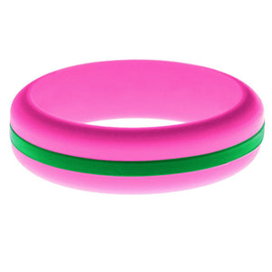 Womens Hot Pink Silicone Ring with Green Changeable Color Band
