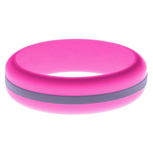 Womens Hot Pink Silicone Ring with Medium Purple Changeable Color Band