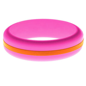 Womens Hot Pink Silicone Ring with Orange Changeable Color Band