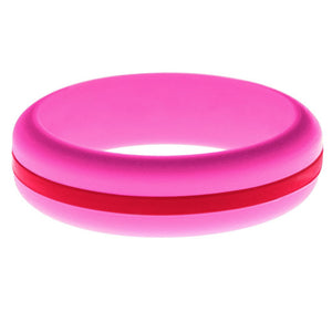 Womens Hot Pink Silicone Ring with Red Changeable Color Band
