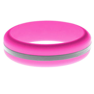 Womens Hot Pink Silicone Ring with Silver Changeable Color Band