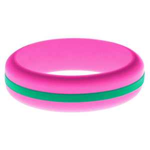 Womens Hot Pink Silicone Ring with Teal Changeable Color Band