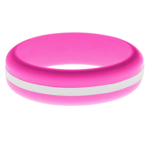 Womens Hot Pink Silicone Ring with White Changeable Color Band