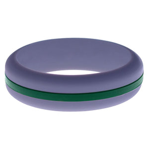 Womens Medium Purple Silicone Ring with Dark Green Changeable Color Band