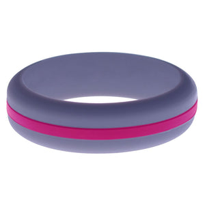 Womens Medium Purple Silicone Ring with Dark Pink Changeable Color Band