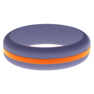 Womens Medium Purple Silicone Ring with Orange Changeable Color Band