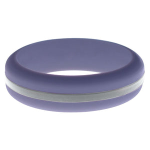 Womens Medium Purple Silicone Ring with Silver Changeable Color Band