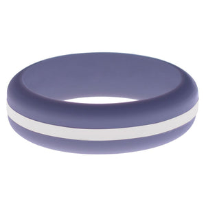 Womens Medium Purple Silicone Ring with White Changeable Color Band