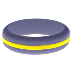 Womens Medium Purple Silicone Ring with Yellow Changeable Color Band