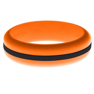 Womens Orange Silicone Ring with Black Changeable Color Band