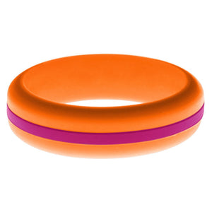 Womens Orange Silicone Ring with Dark Pink Changeable Color Band
