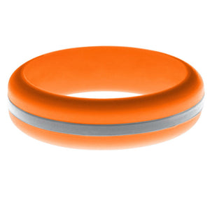 Womens Orange Silicone Ring with Silver Changeable Color Band