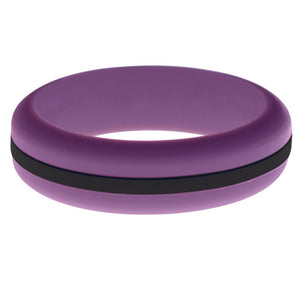Womens Purple Silicone Ring with Black Changeable Color Band