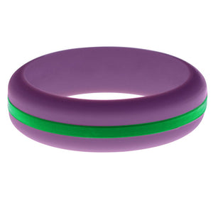 Womens Purple Silicone Ring with Green Changeable Color Band