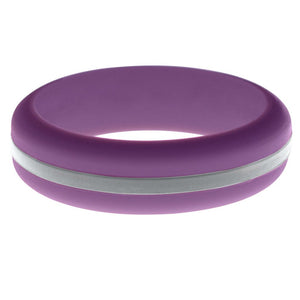 Womens Purple Silicone Ring with Silver Changeable Color Band